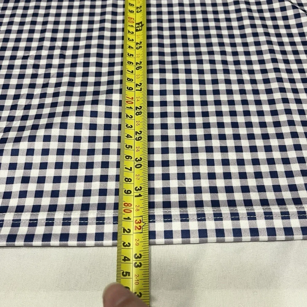 NWT Collars and Co Dress Collar Polo Shirt Mens LT TALL Navy Blue Gingham - Picture 7 of 7